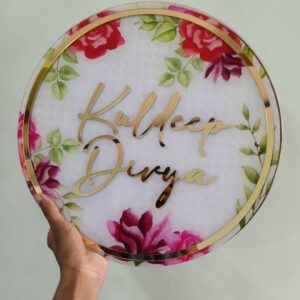 Floral Round Sign Board Plate
